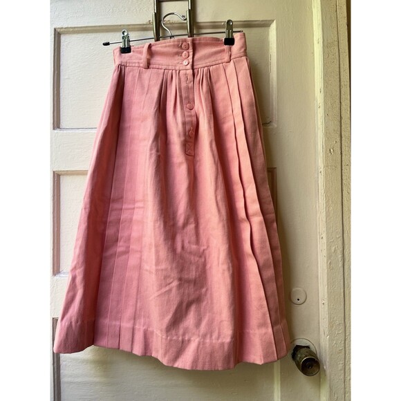 Vintage Prarie Aline Pink Skirt Cottage Core XS Cotton Feminine Coquette Twee - Picture 7 of 16